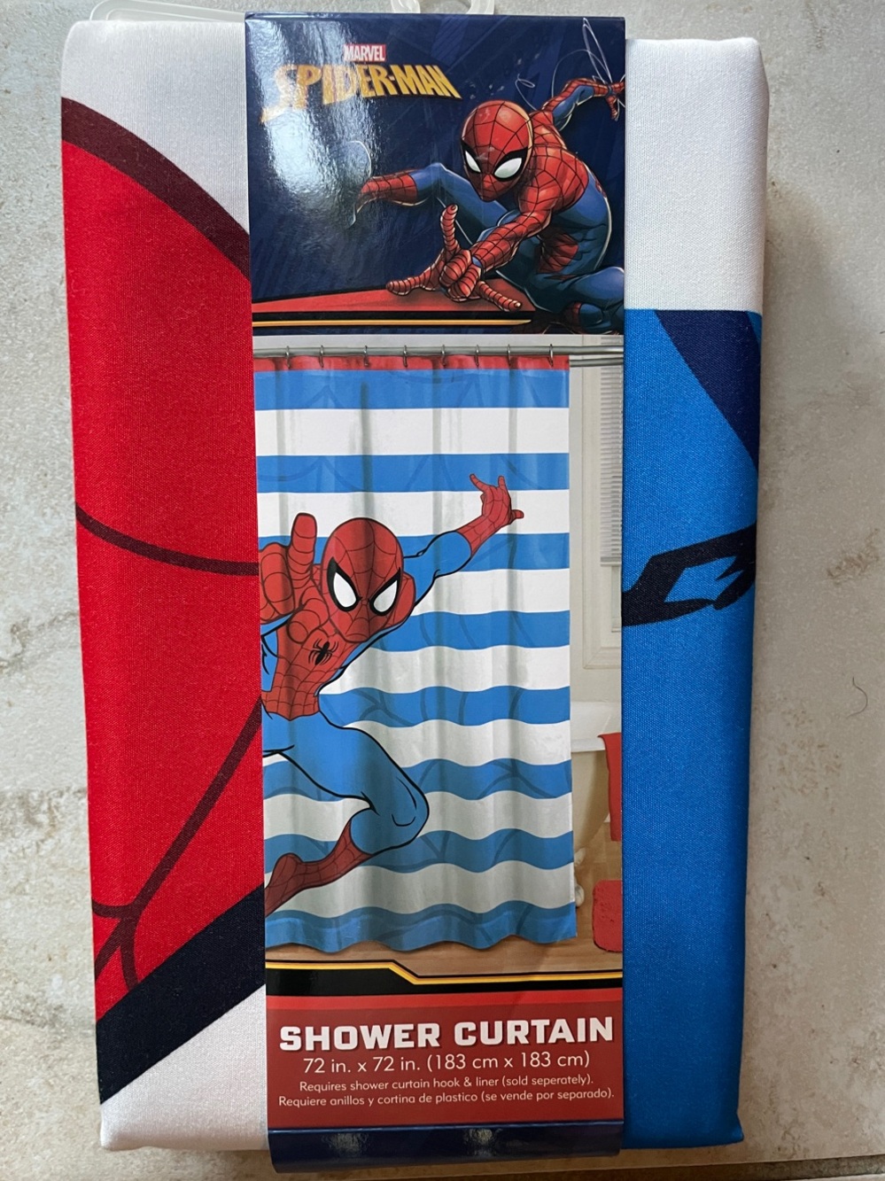 Marvel Spider-Man Blue & Red Kids Shower Curtain